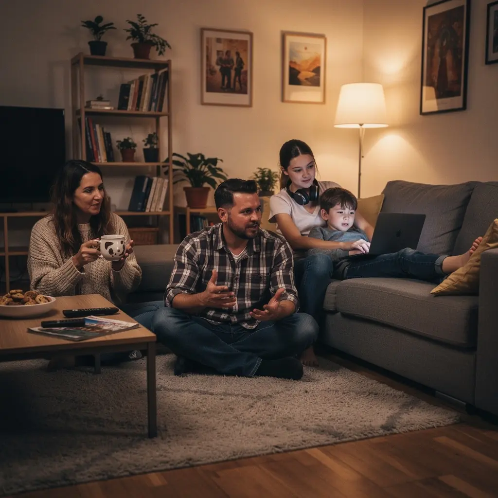 Community members collaborating on media storytelling.